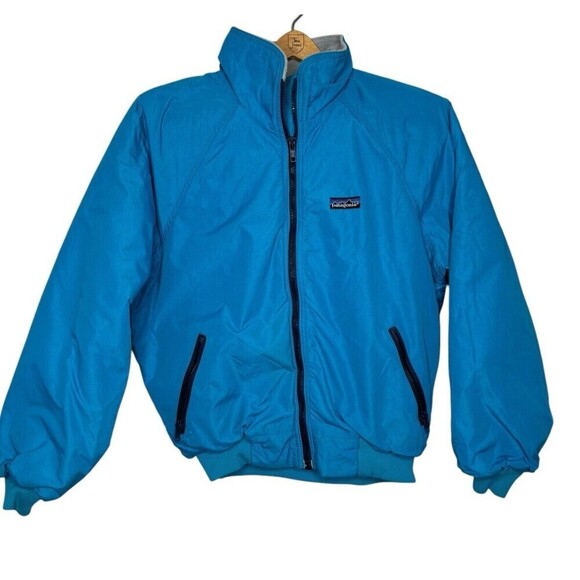 Patagonia Jackets & Blazers - Vtg PATAGONIA Fleece Lined Winter Ski Bomber Jacket Full Zip Blue Youth 11/12